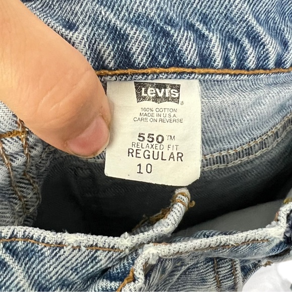 Levis Vintage Kids 550 Orange Tab Distressed Light Denim Relaxed Fit Jeans 10 - Picture 2 of 7